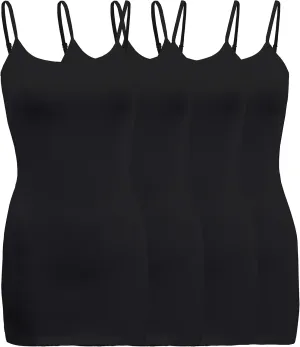 ShezPretty 4 Pack - Women's Basic Cami with Adjustable Spaghetti Straps Tank Top