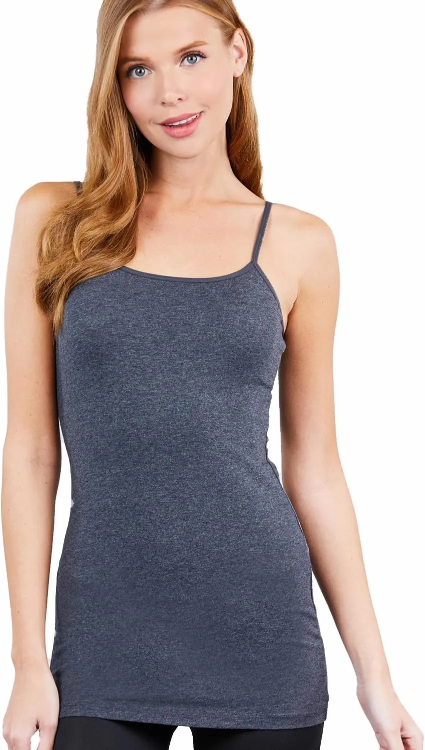 ShezPretty 4 Pack - Women's Basic Cami with Adjustable Spaghetti Straps Tank Top