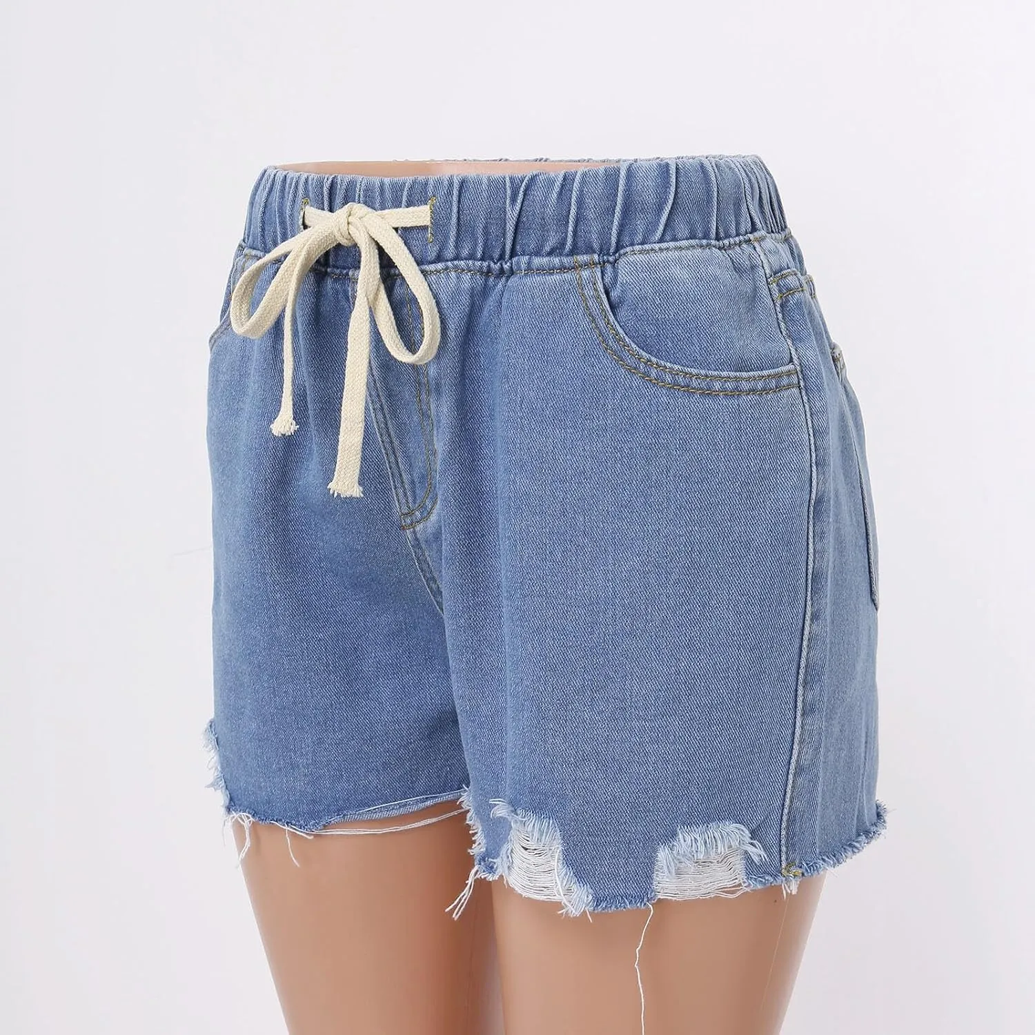 Shorts for Women Denim High Waisted 5 Inch Inseam Stretchy Denim Short Pants Casual Summer Lounge Jean Bike Shorts