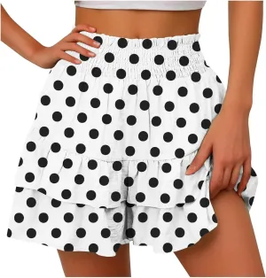 Shorts for Women Summer Polka Dot High Wasited Yoga Skirts Casual Lightweight Workout Tennis Flowy Beach Short Pants