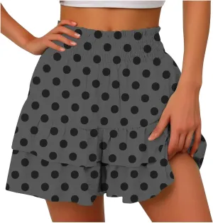 Shorts for Women Summer Polka Dot High Wasited Yoga Skirts Casual Lightweight Workout Tennis Flowy Beach Short Pants