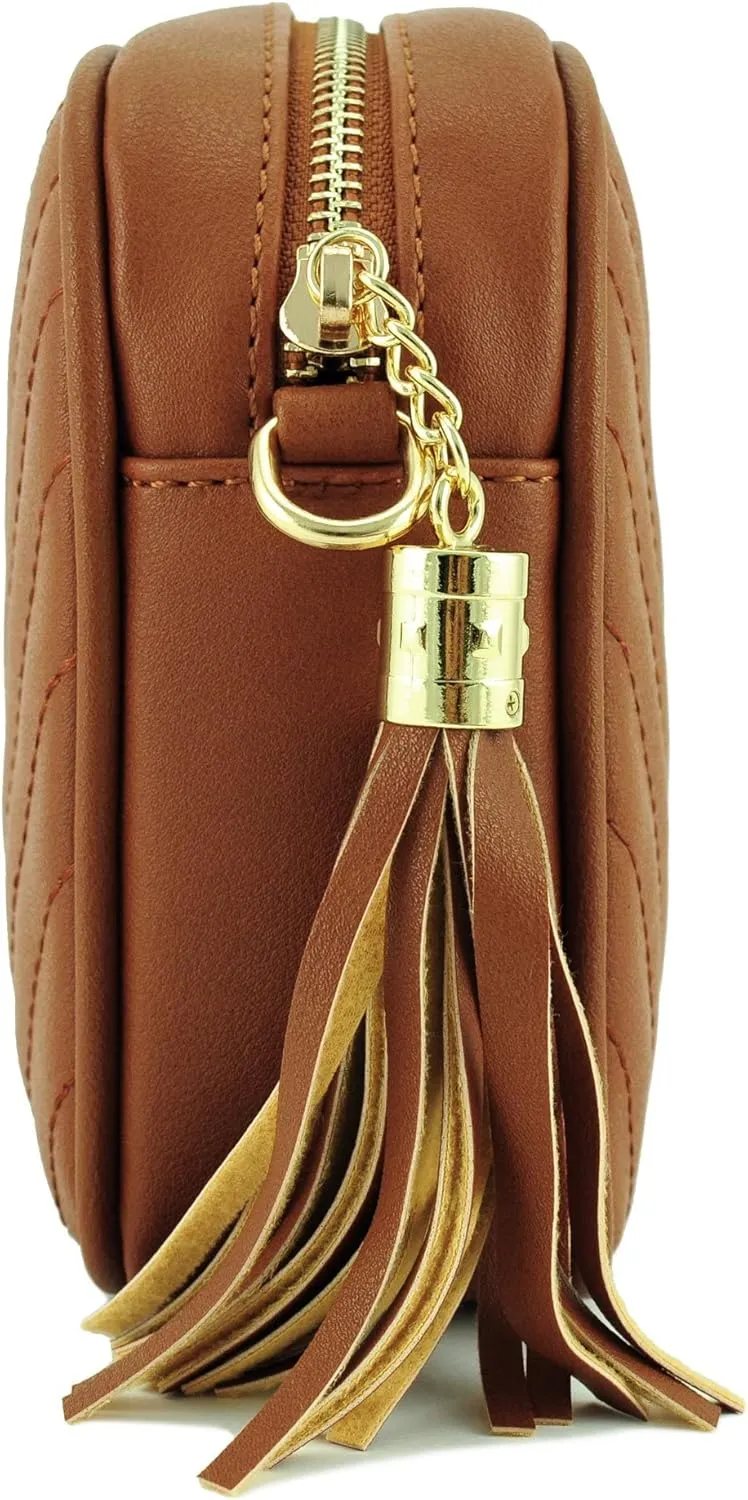 Simple Shoulder Crossbody Bag With Metal Chain Strap And Tassel Top Zipper