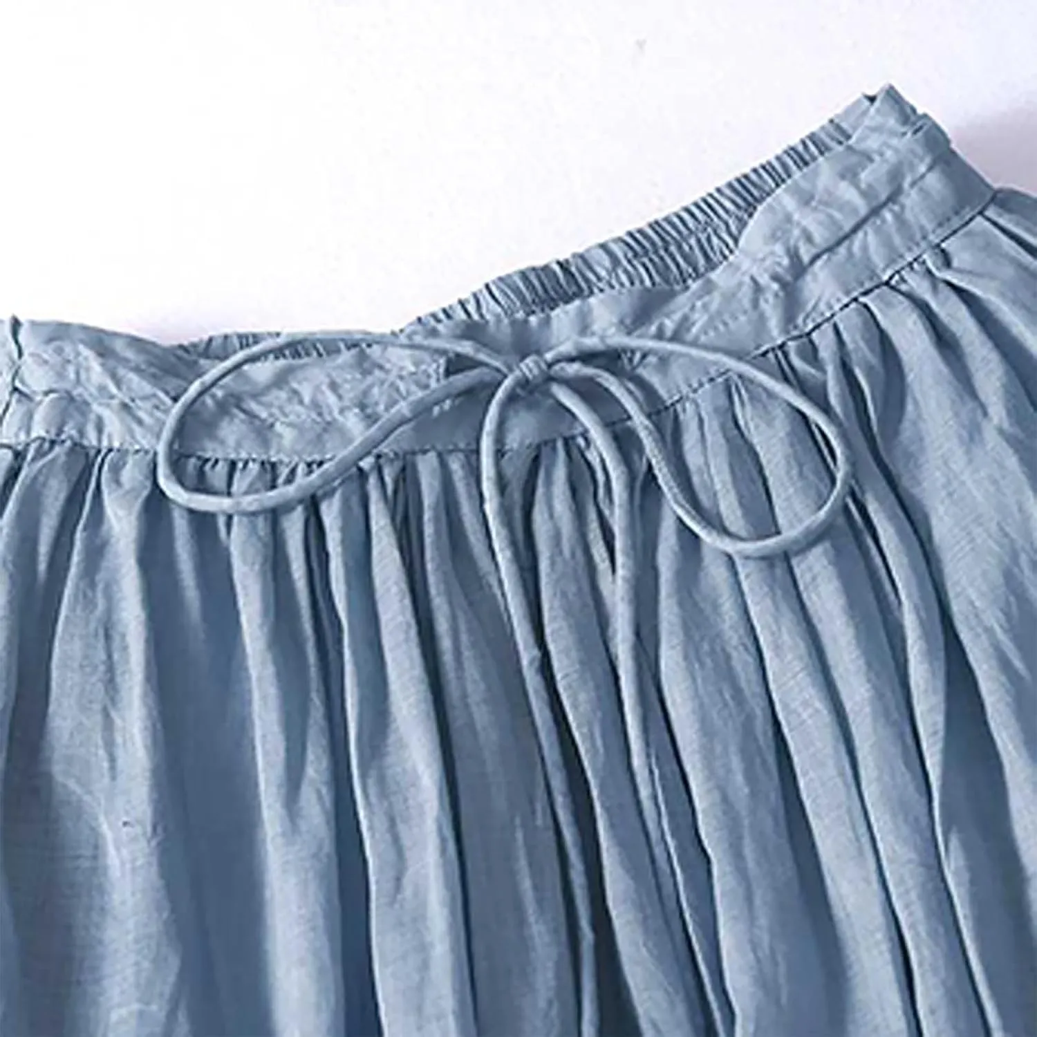 Skirts for Women A-Line Cotton Linen Flowy Skirt Casual High Waisted Comfort Skirt Fashion Drawstring Maxi Skirt