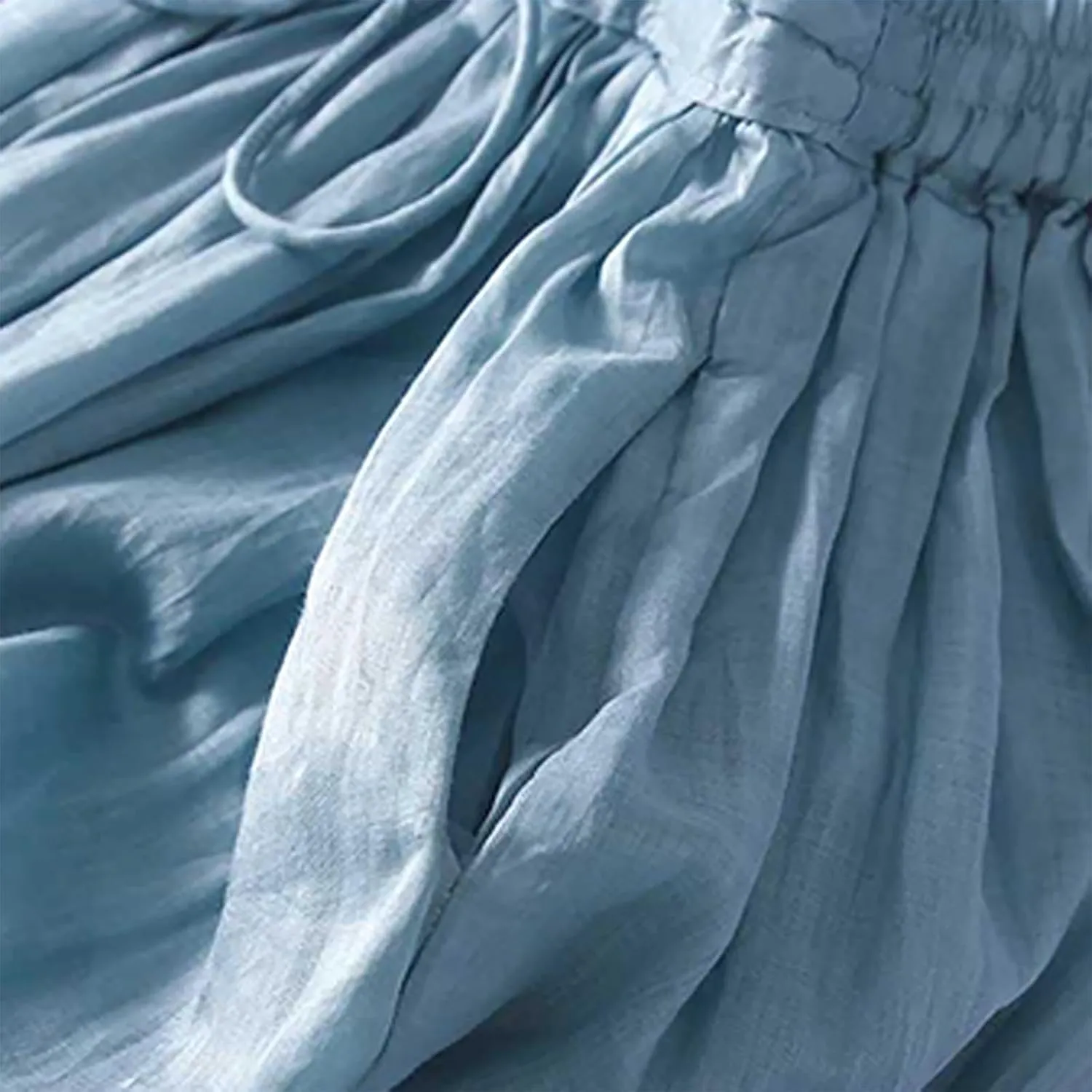 Skirts for Women A-Line Cotton Linen Flowy Skirt Casual High Waisted Comfort Skirt Fashion Drawstring Maxi Skirt