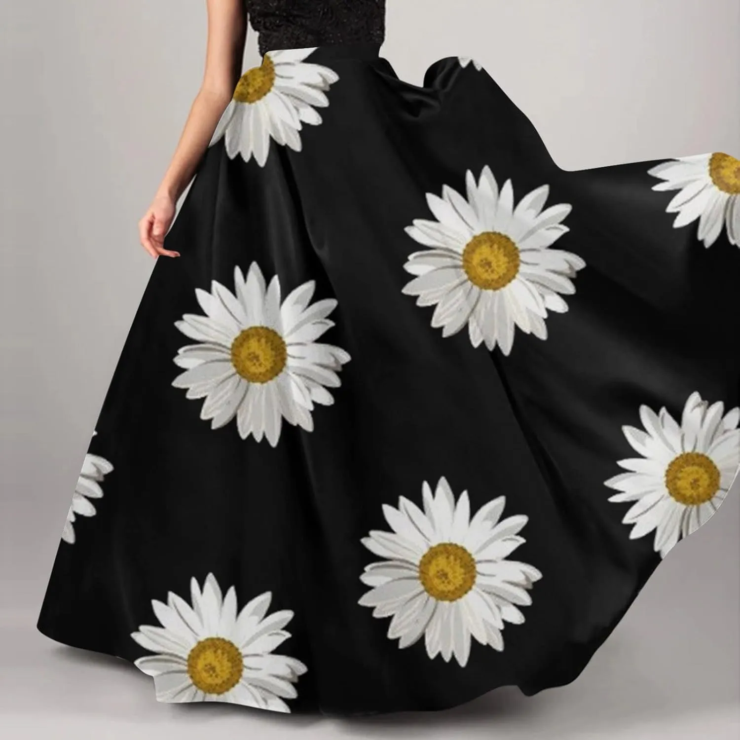 Skirts for Women Floral Print High Waist Maxi Skirt Casual Loose Flowy Boho Party Long Women's Skirts with Pocket