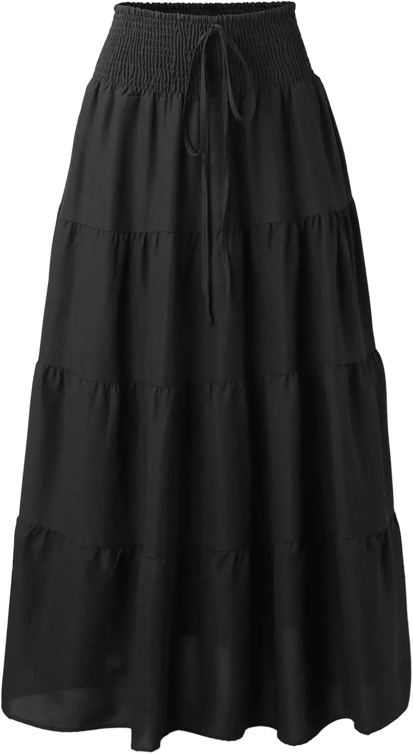 Skirts for Women Trendy High Waist Skirt Long Skirts Elegant Flowy A-line Flared Midi Skirt Spring Dresses Midi