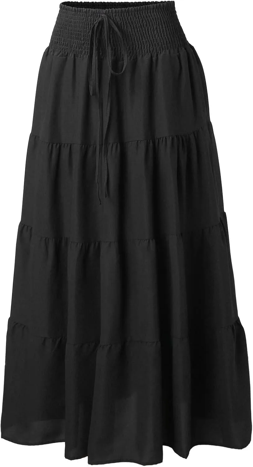 Skirts for Women Trendy High Waist Skirt Long Skirts Elegant Flowy A-line Flared Midi Skirt Spring Dresses Midi