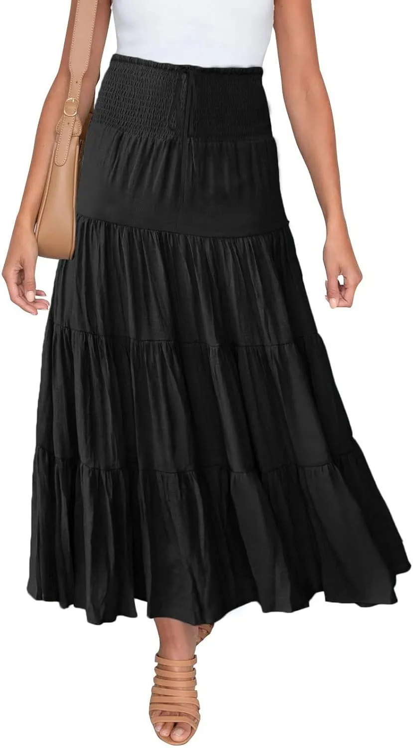 Skirts for Women Trendy High Waist Skirt Long Skirts Elegant Flowy A-line Flared Midi Skirt Spring Dresses Midi