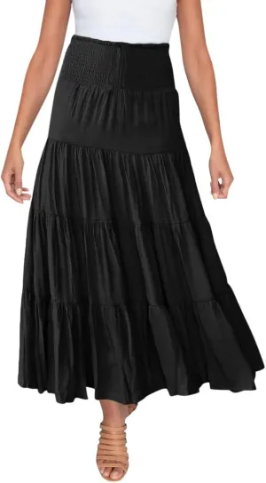 Skirts for Women Trendy High Waist Skirt Long Skirts Elegant Flowy A-line Flared Midi Skirt Spring Dresses Midi
