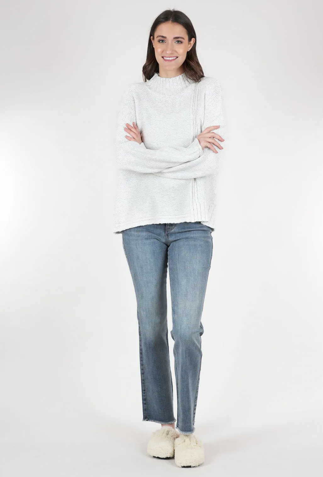 Snow Bunny Funnel Sweater, Winter White