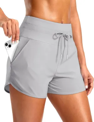 Soothfeel Women's Athletic Running Shorts with Zipper Pockets 3" High Waisted Workout Active Gym Shorts for Women with Liner