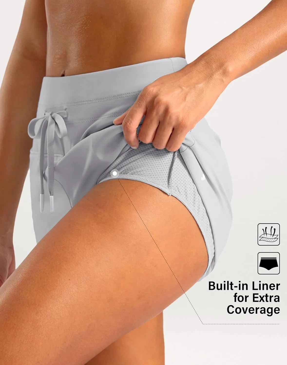 Soothfeel Women's Athletic Running Shorts with Zipper Pockets 3" High Waisted Workout Active Gym Shorts for Women with Liner