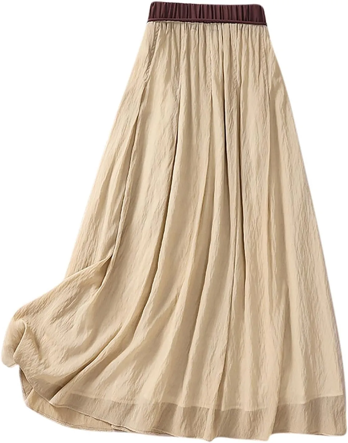 Summer Skirts for Women Drawstring Cinch Waisted Skirt Trending Cotton Linen Baggy Plus Size Skirts A Line Skirt