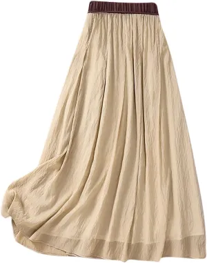Summer Skirts for Women Drawstring Cinch Waisted Skirt Trending Cotton Linen Baggy Plus Size Skirts A Line Skirt