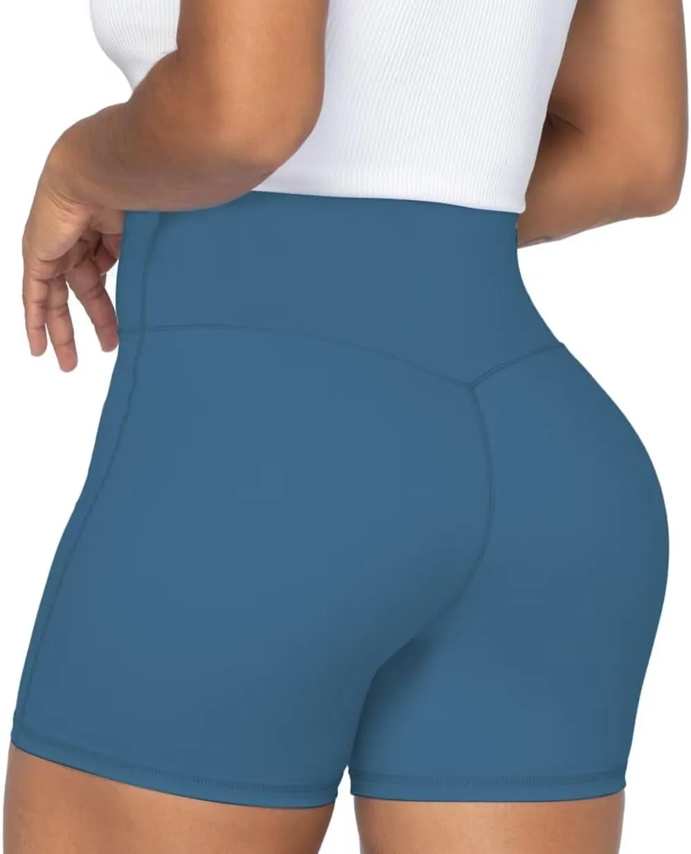 Sunzel Crossover Biker Shorts for Women, No Front Seam V High Waist Yoga Workout Gym Shorts with Tummy Control