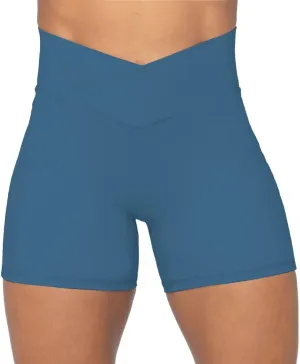 Sunzel Crossover Biker Shorts for Women, No Front Seam V High Waist Yoga Workout Gym Shorts with Tummy Control