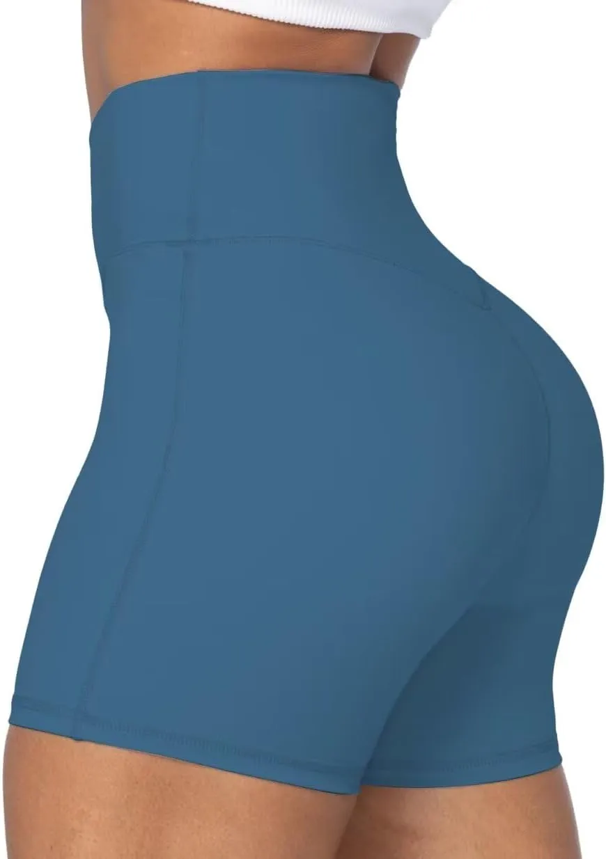 Sunzel Crossover Biker Shorts for Women, No Front Seam V High Waist Yoga Workout Gym Shorts with Tummy Control