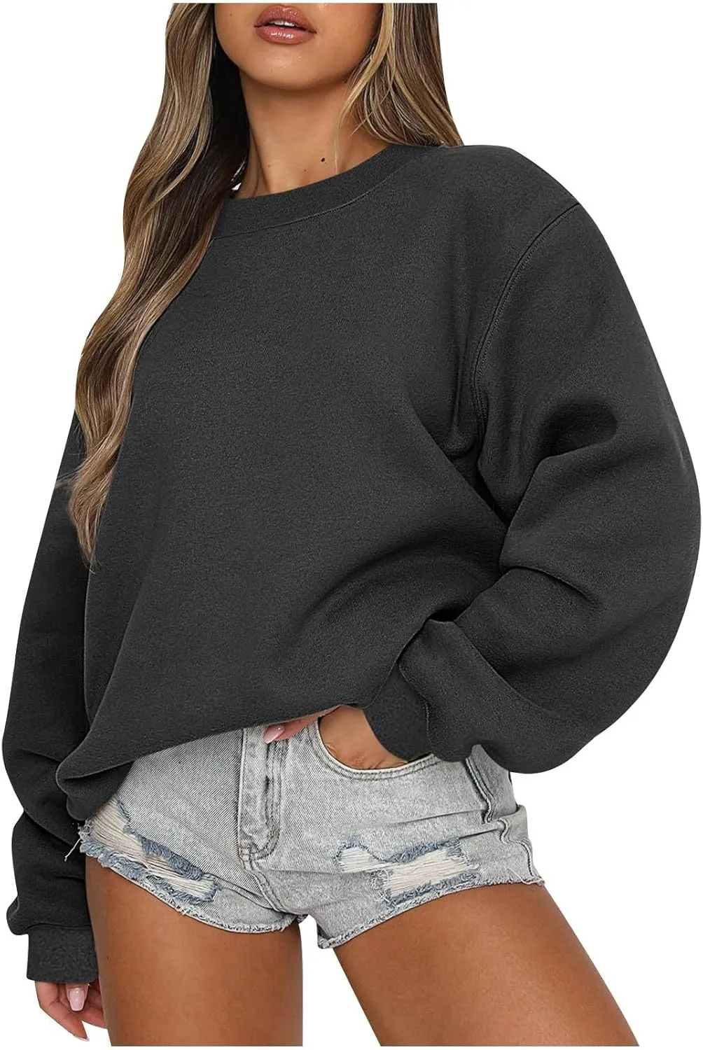 Sweatshirt for Women Crewneck Oversized Long Sleeve Pullover Loose Fit Casual Outfits Fall Sweatshirs 2024