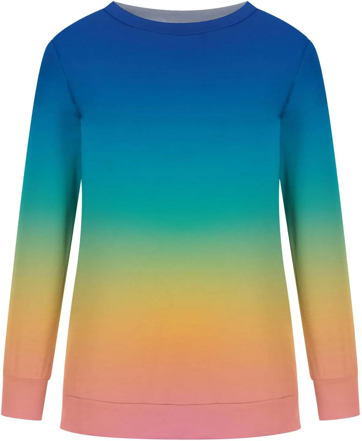Sweatshirts For Women Color Gradient Trendy Crewneck Long Sleeve Hoodless Pullover Fall Fashion Tie Dye Outfits 2024