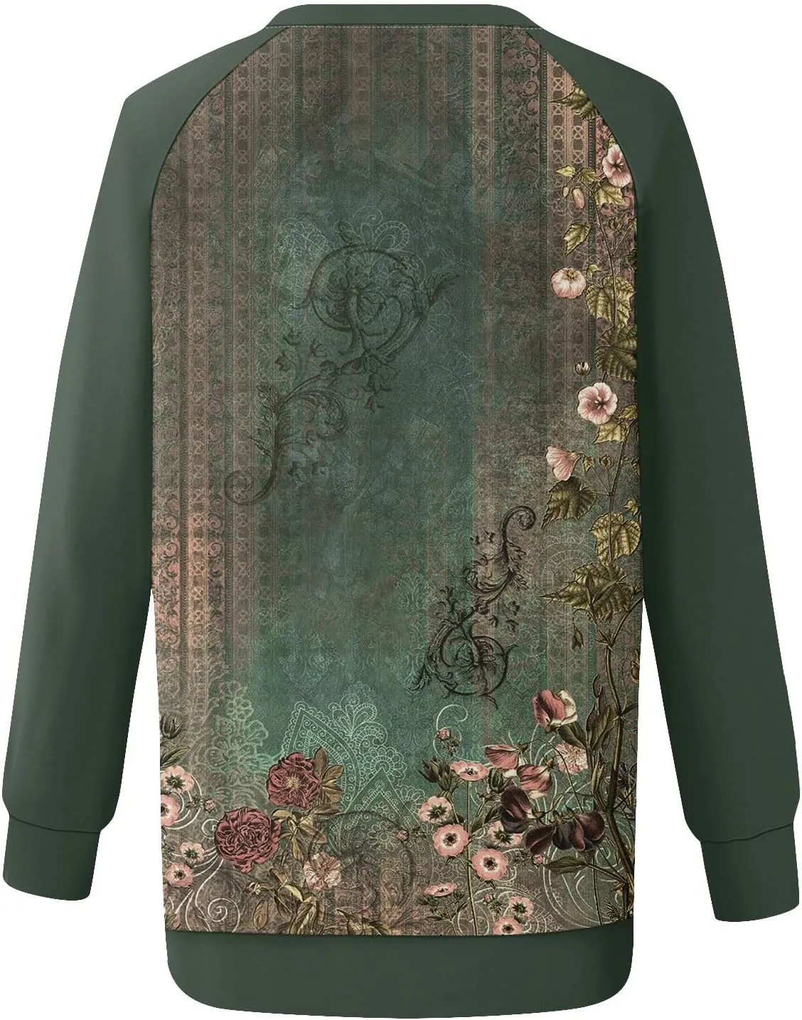 Sweatshirts for Women Crewneck Floral Print Vintage Tops Long Sleeve Casual Graphic Sweater Clothes