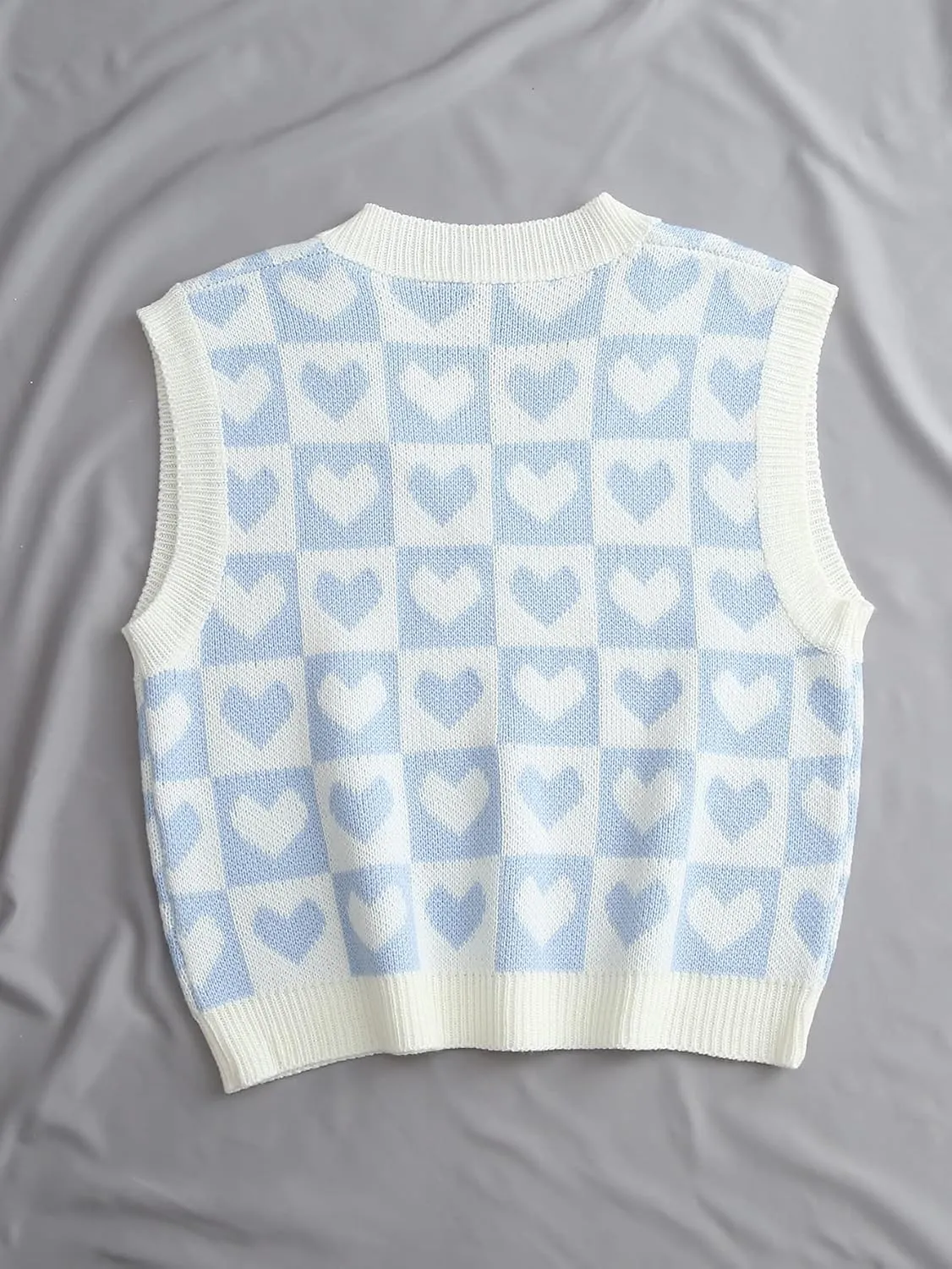 SweatyRocks Women's Sleeveless V Neck Knit Sweater Vest Houndstooth Crop Tank Top