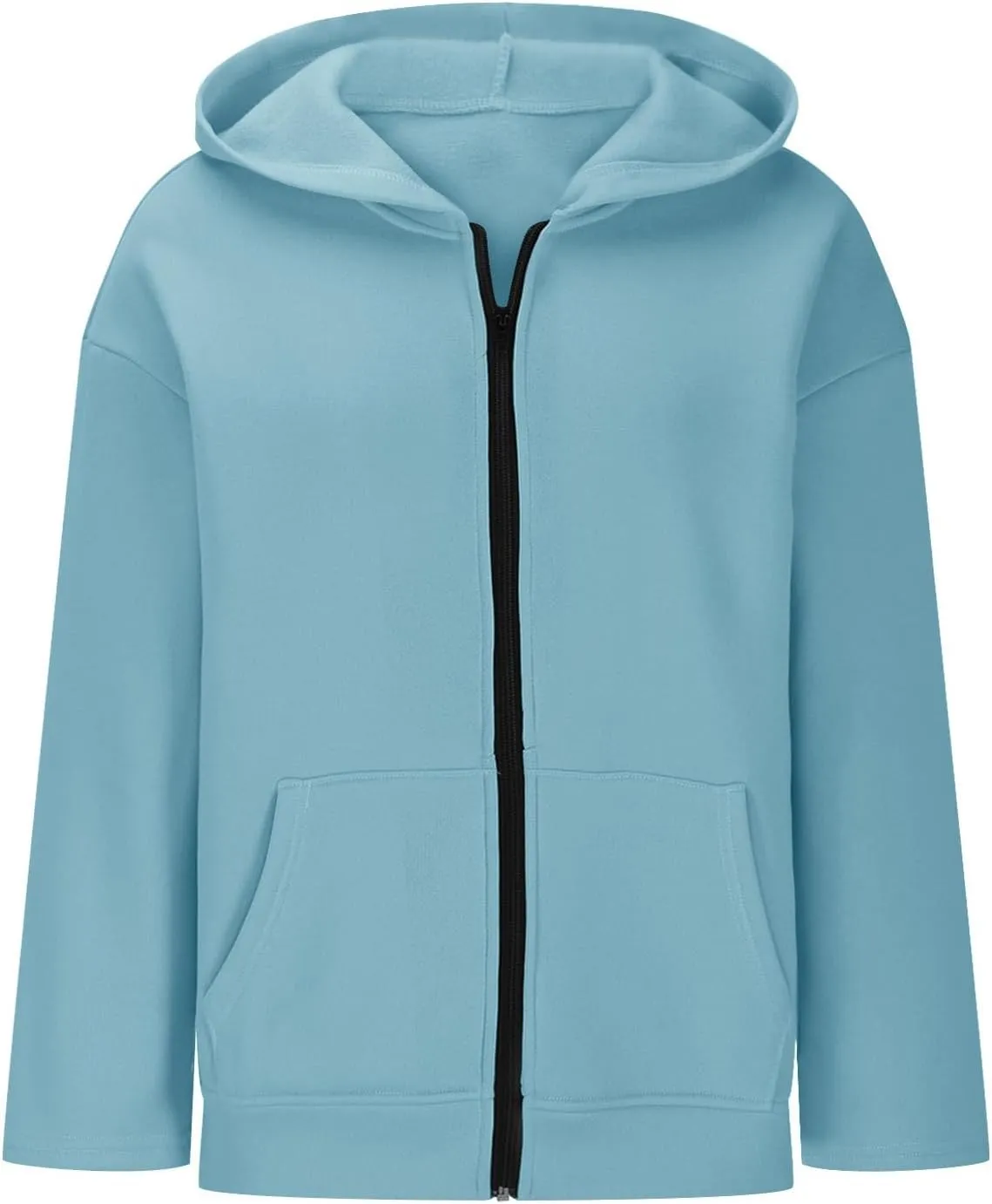 TANGNADE Women Hoodies Full Zip Up Oversized Sweatshirts with Pockets Casual Long Sleeve Thin Hooded Lightweight Jackets