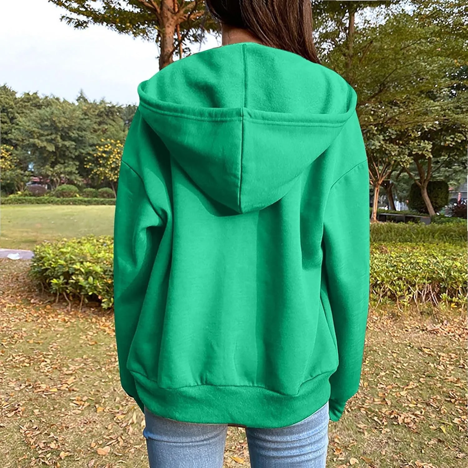 TANGNADE Women's Zip Up Hoodies Drawstring Fall Jacket Oversized Casual Sweatshirts Pullover with Pocket 2024 Winter Clothes