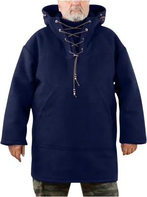 Thatrich Mens Heavyweight Hoodie Oversized Hooded Jacket Leisure Wear Mid Length Hoodies Casual Long Sleeve Sweatshirt Jacket