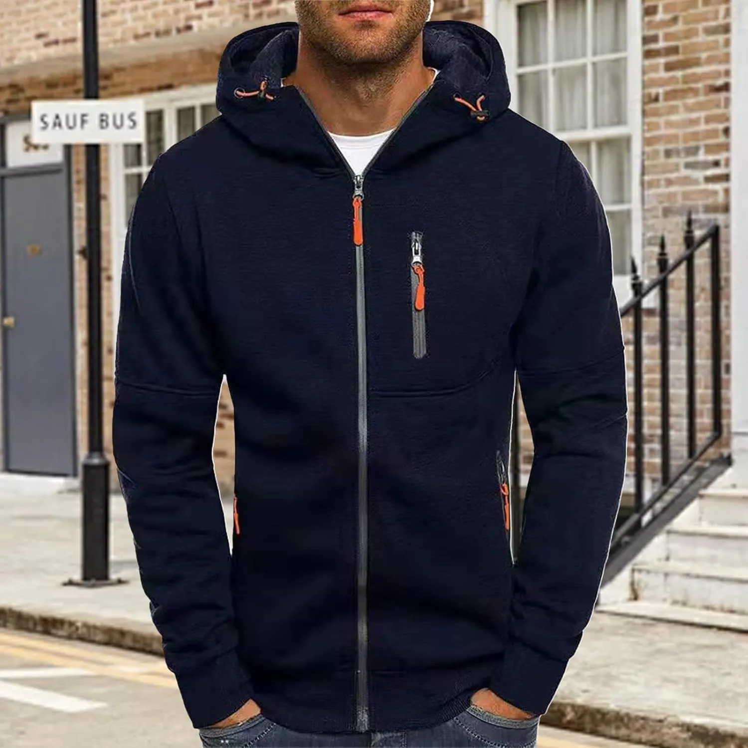 Thatrich Mens Oversized Hoodies Full Zip Hood Sweatshirt Lightweight Fleece Lined Jacket Casual Workout Sweatshirts Outerwear