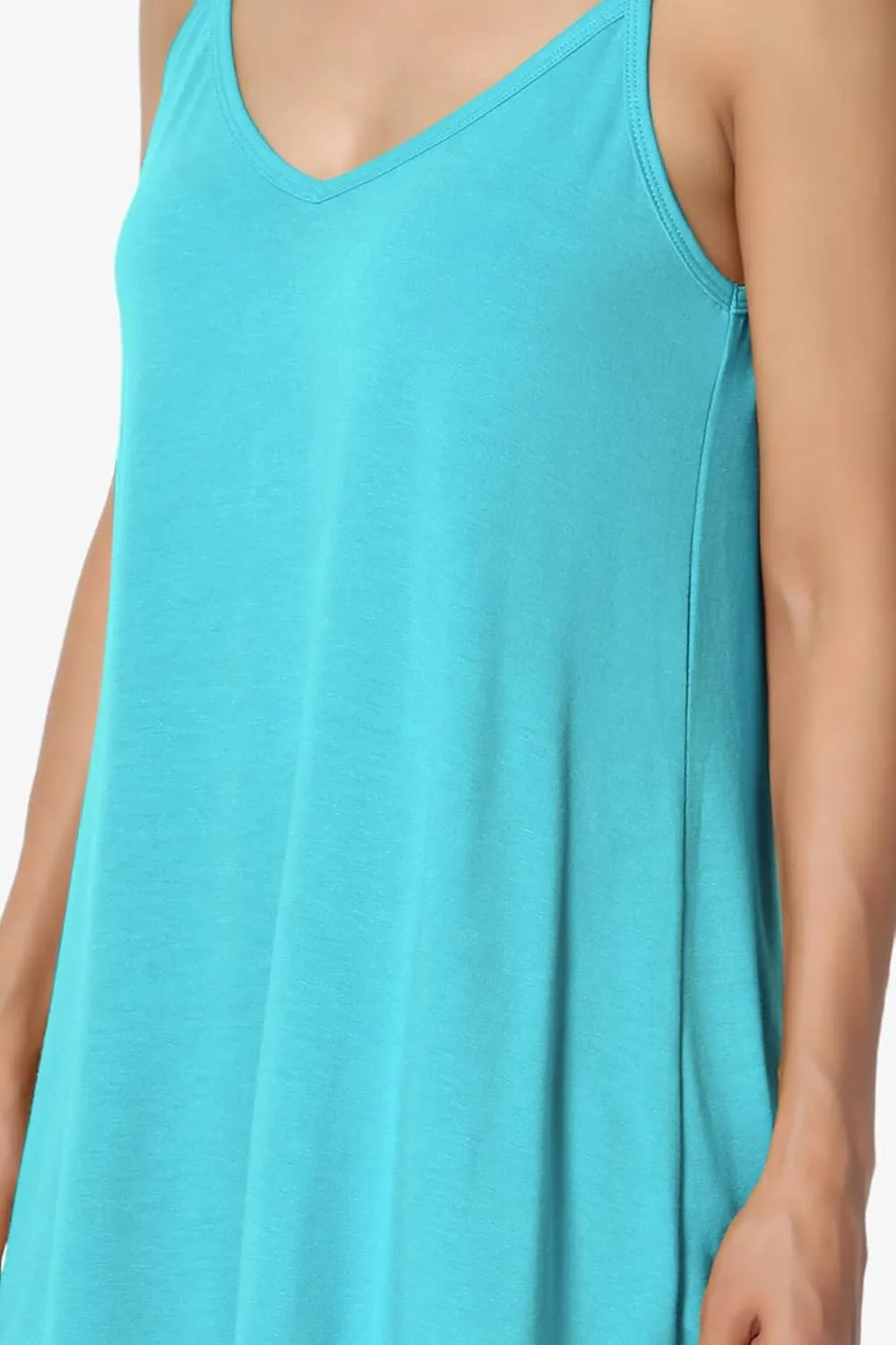 TheMogan Women's Scoop V Neck Stretch Draped Jersey Flared Camisole Tunic Top