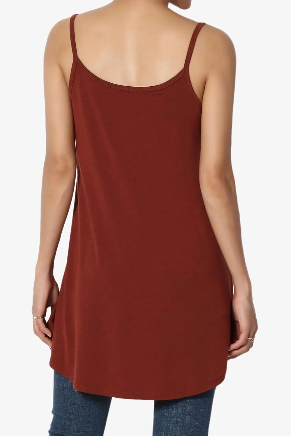 TheMogan Women's Scoop V Neck Stretch Draped Jersey Flared Camisole Tunic Top