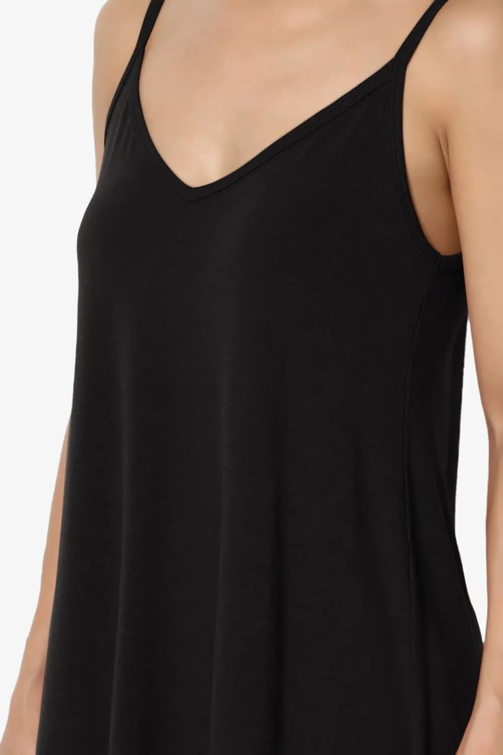 TheMogan Women's Scoop V Neck Stretch Draped Jersey Flared Camisole Tunic Top
