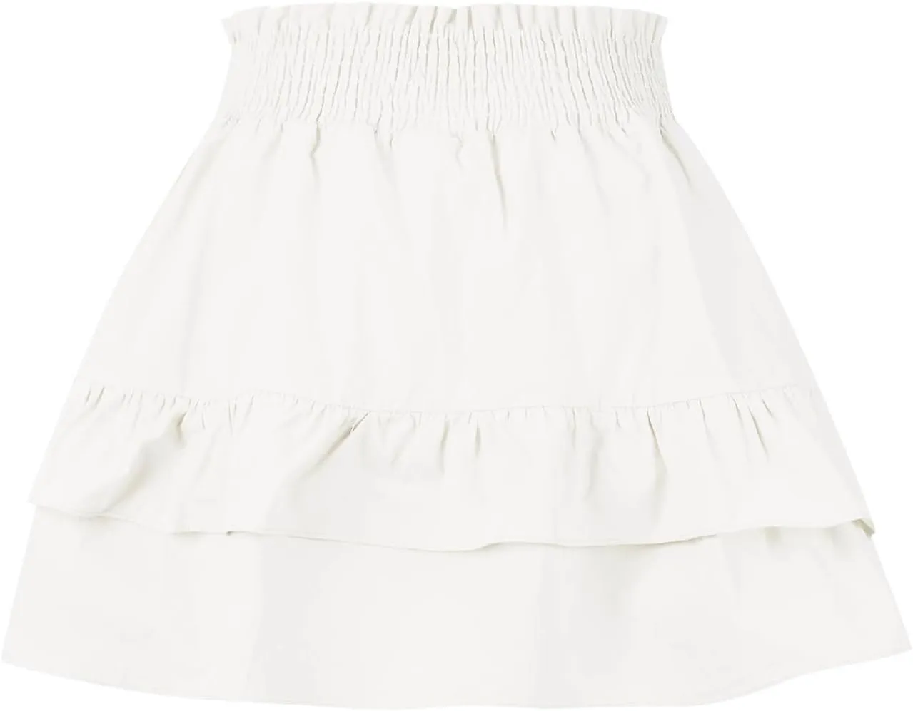 Tiered Ruffle Boho Skirts for Women Summer Cute Mini Skirt Solid Bohemian Vacation Skirts Pleated Short Skirt