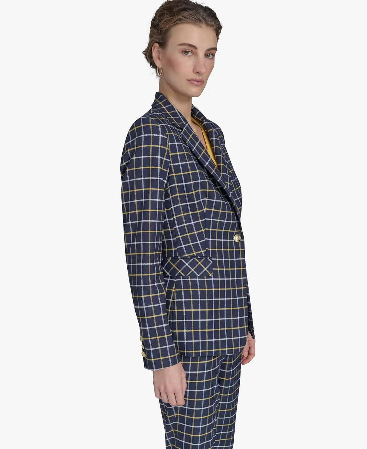 Tommy Hilfiger Women's Pinstripe Puff Sleeve Blazer
