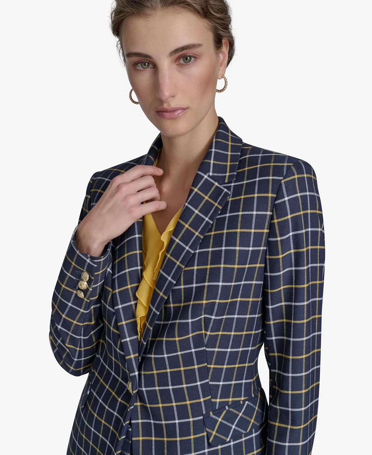 Tommy Hilfiger Women's Pinstripe Puff Sleeve Blazer