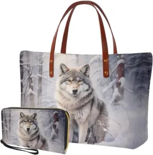 Top Handle Purse for Women, Large Tote Handbag With PU Wallet Set