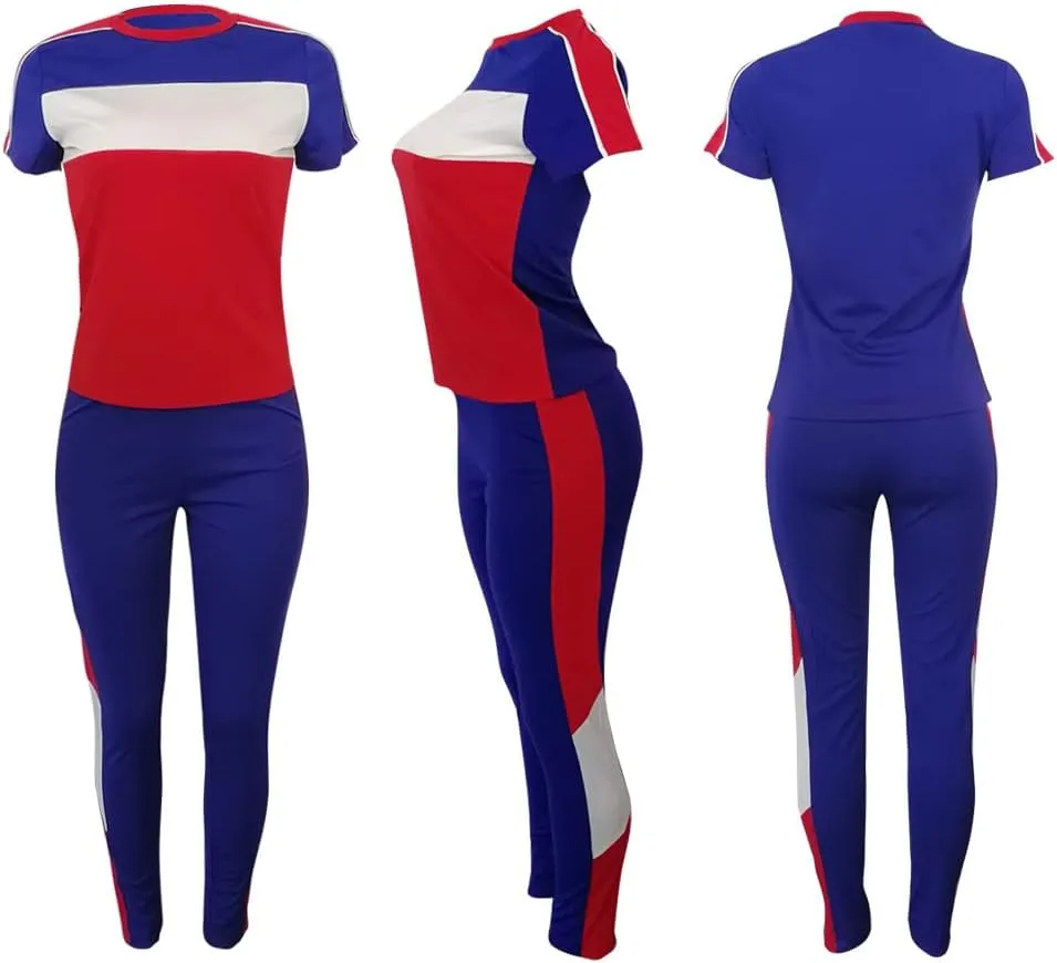 TOPONSKY Women Two Piece Workout Outfits Sports Long-Pants & Short-Top Sets