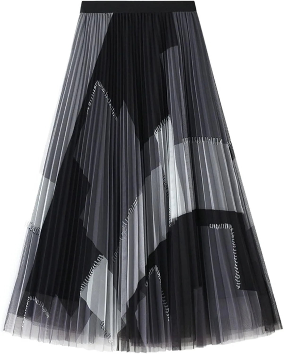 tuduoms Women's Long Tulle Tutu Skirt Teen Girls Pleated Layered Midi Skirt Sequin Flowy Maxi Skirt Dress for Wedding Party