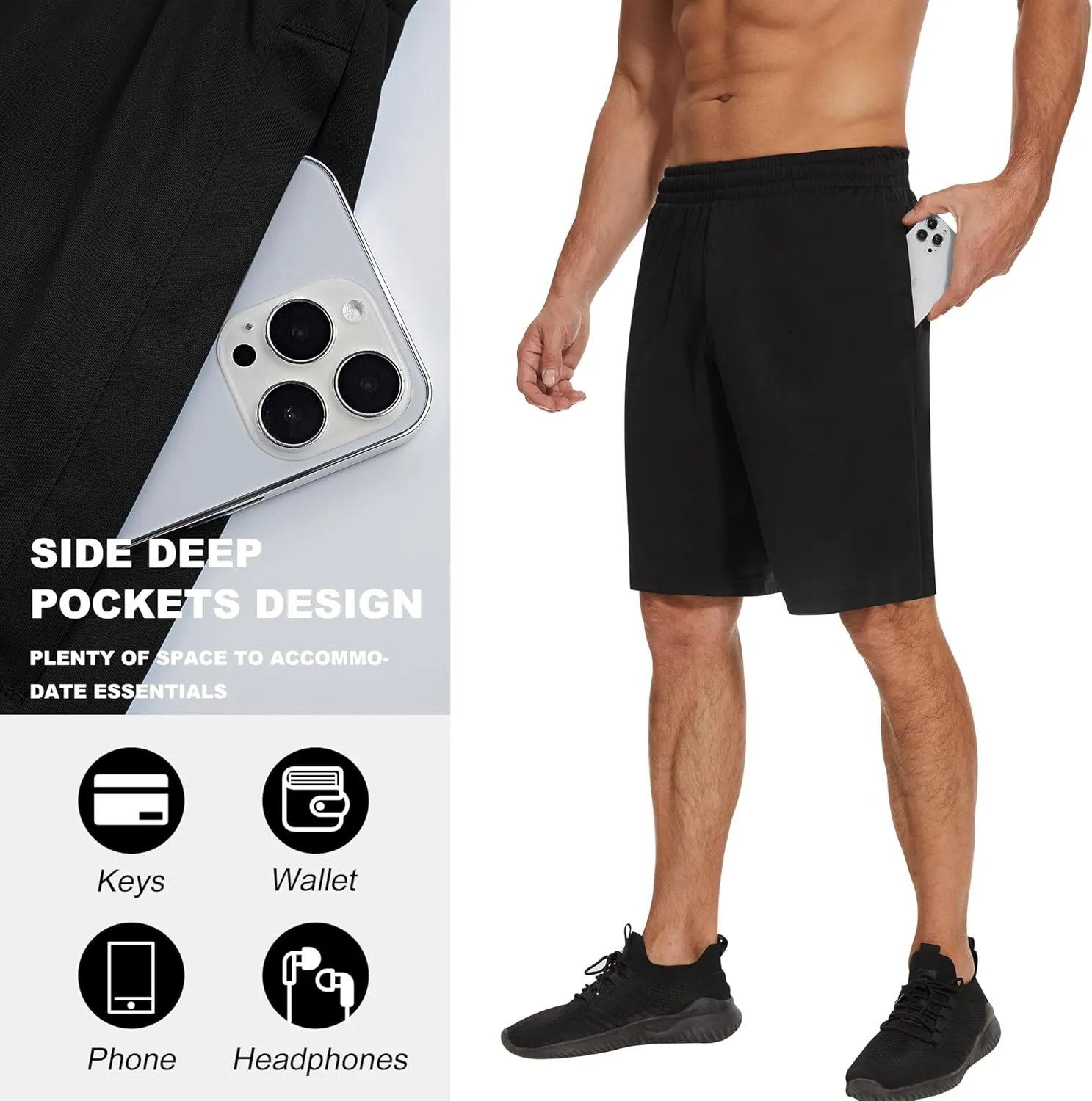TVKSOM 7 Pack Mens Athletic Shorts with Pockets and Elastic Waistband Quick Dry Basketball Shorts Men for Running Casual
