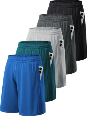 TVKSOM 7 Pack Mens Athletic Shorts with Pockets and Elastic Waistband Quick Dry Basketball Shorts Men for Running Casual