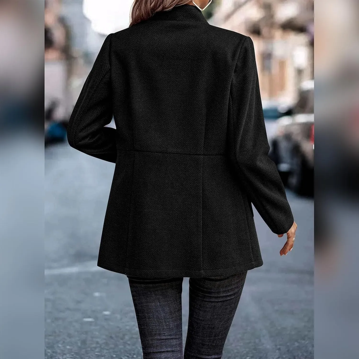 Tweed Blazers for Women Long Sleeve Open Front Jacket with Pocket Business Office Blazer