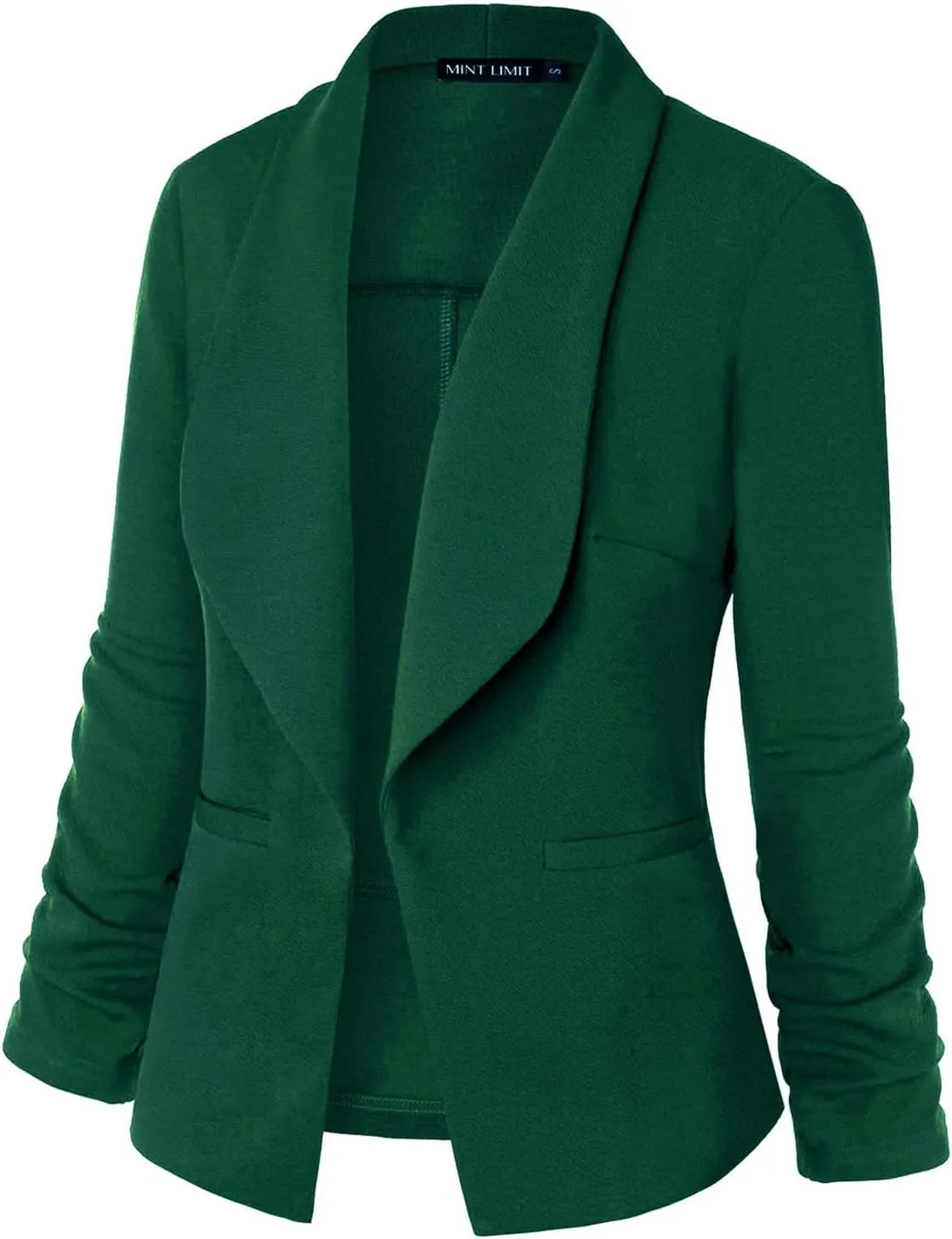 Unifizz Womens Casual Blazer Pockets Open Front Cardigan Work Office Jacket 3/4 Sleeve