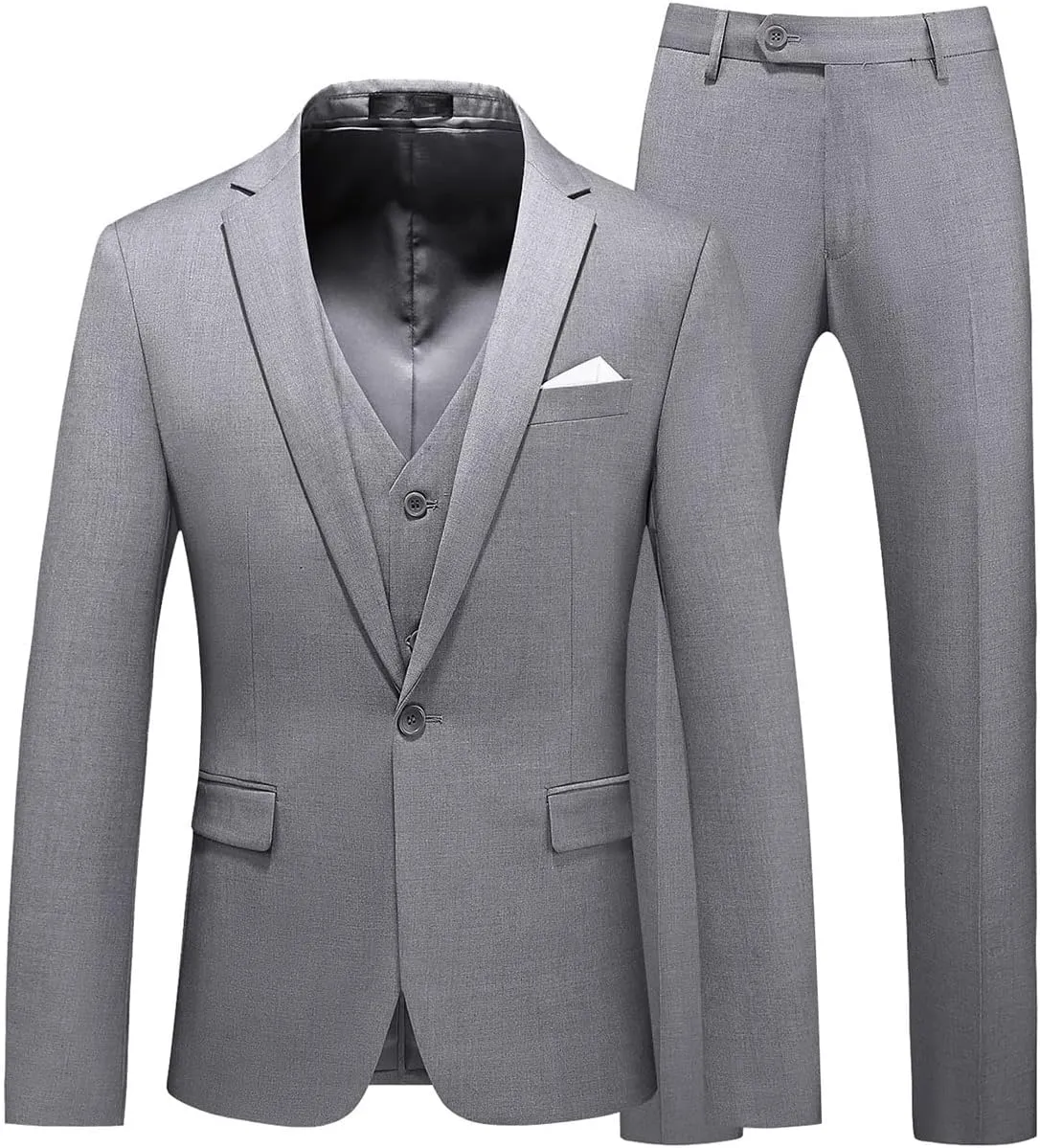 UNINUKOO Mens Suits 3 Piece Classic Fit Wedding Guest Outfit Suit Jacket Pants with Vest