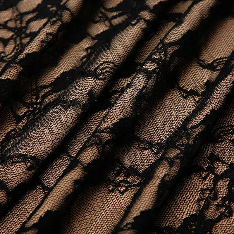 Uniwim Elegant Long Bow Mesh Spliced Lace Dress