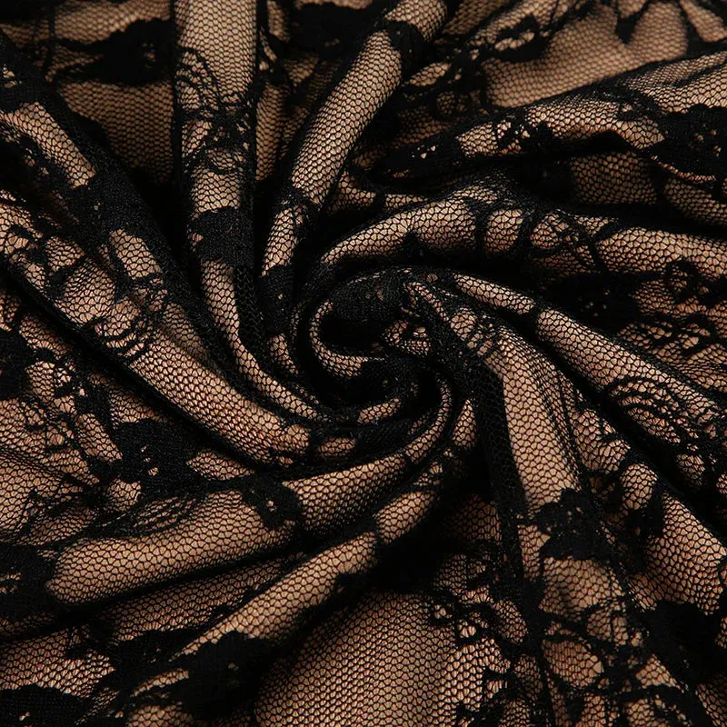 Uniwim Elegant Long Bow Mesh Spliced Lace Dress