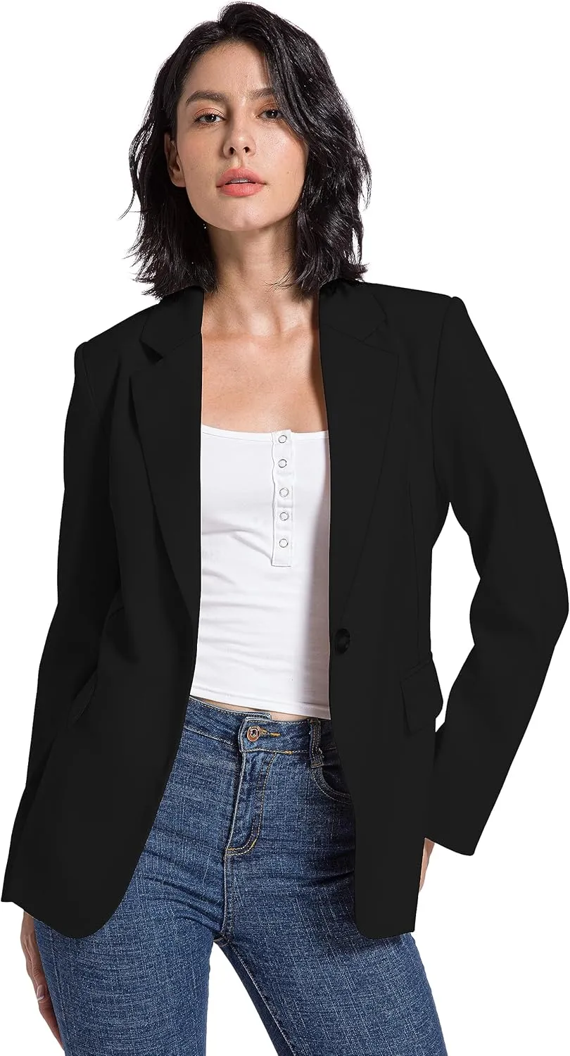 V VOCNI Womens Blazer Jackets Long Sleeve Lapel Open Front Pockets Casual Work Office Blazers Button Jacket Suit