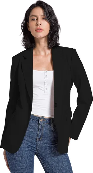 V VOCNI Womens Blazer Jackets Long Sleeve Lapel Open Front Pockets Casual Work Office Blazers Button Jacket Suit