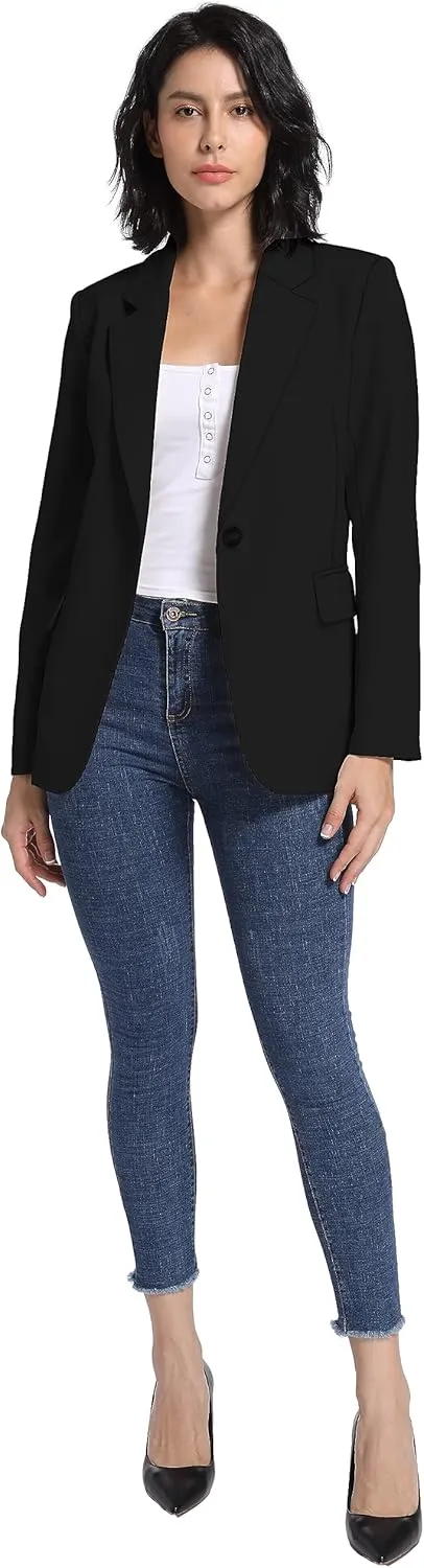 V VOCNI Womens Blazer Jackets Long Sleeve Lapel Open Front Pockets Casual Work Office Blazers Button Jacket Suit