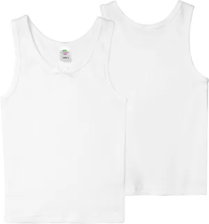 Valair Girls Cotton Undershirt Sleeveless Camisole White Tank Top Comfortable 2-Pack