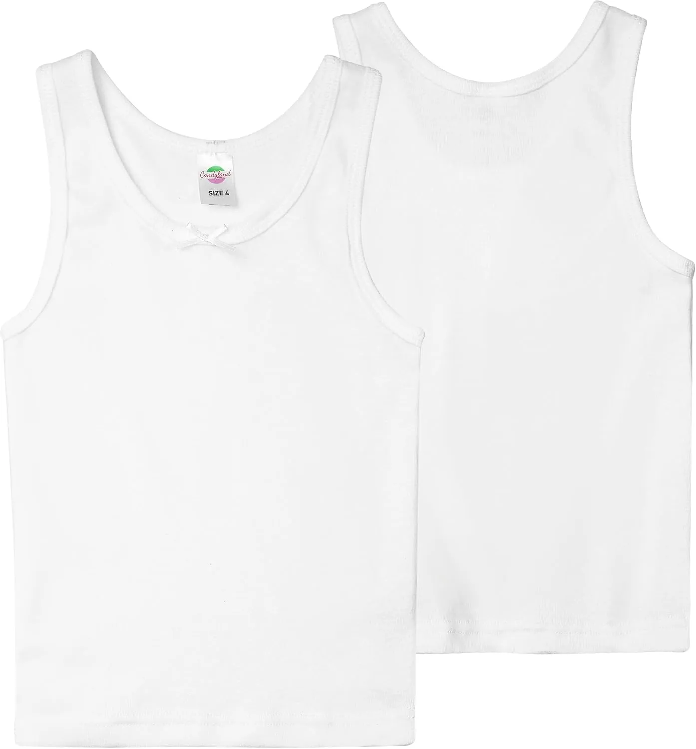 Valair Girls Cotton Undershirt Sleeveless Camisole White Tank Top Comfortable 2-Pack